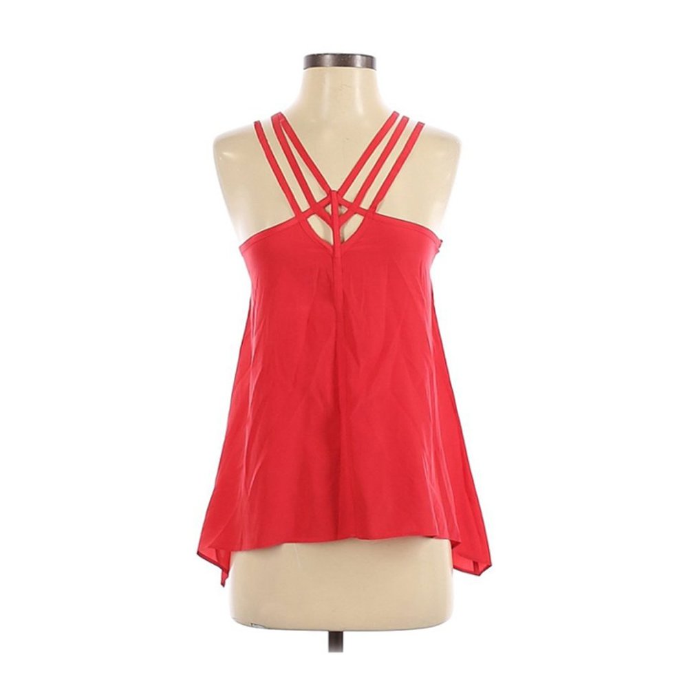 BCBG red silk blouse